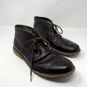 UGG Mens Dark Brown Leather Lace Up Ankle Boot 12